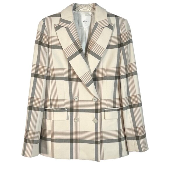 Aritzia Wilfred Margaux Double Breasted Oversized Plaid Blazer Size 2 - Picture 1 of 4